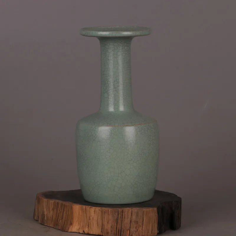 Song Dynasty Style Ru Ware Green Glaze Crackle Club Vase Antique Replica Porcelain Home Collection