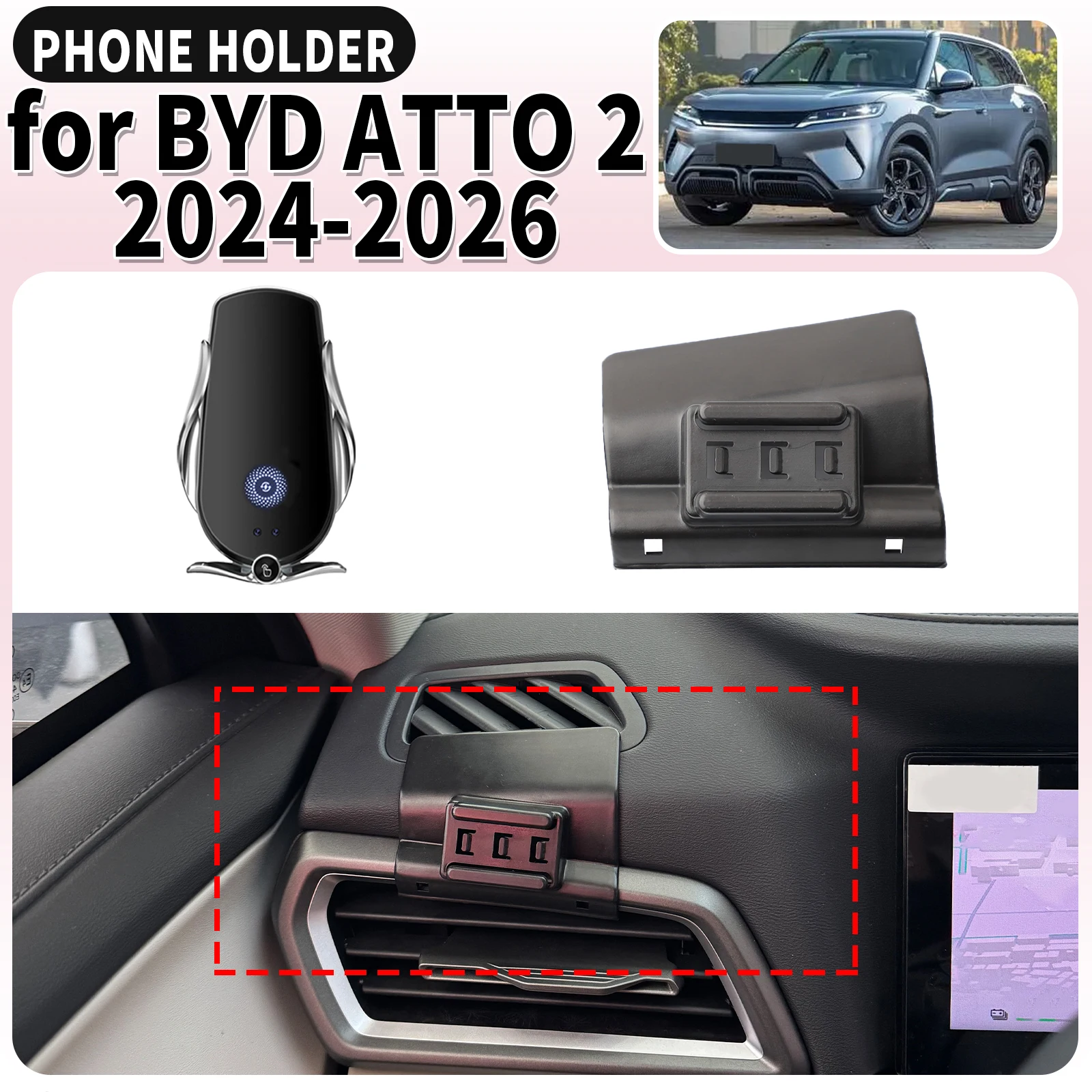 

for BYD ATTO 2 YUAN PRO/YUAN UP S1 Pro 2024 2025 2026 ​​Screen Base Mount Phone Holder Dedicated Clip-On Navigation Bracket Car