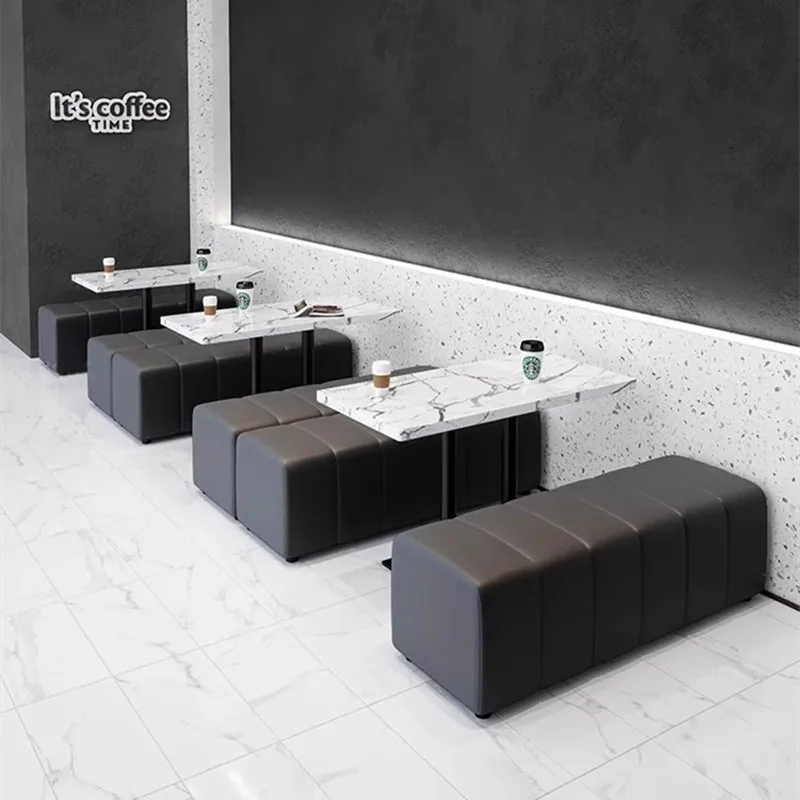 Leisure booth sofa clear bar table and chair booth combination coffee western restaurant wall booth sofa industrial style bench