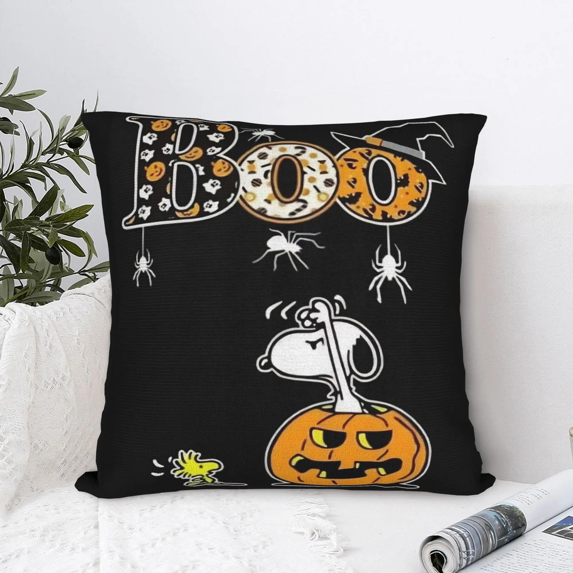 Halloween Snoopys Square Pillowcases Polyester Seat Boo Pumpkin Spider Cushion Case Cool Decorative Throw Pillow Case 40*40