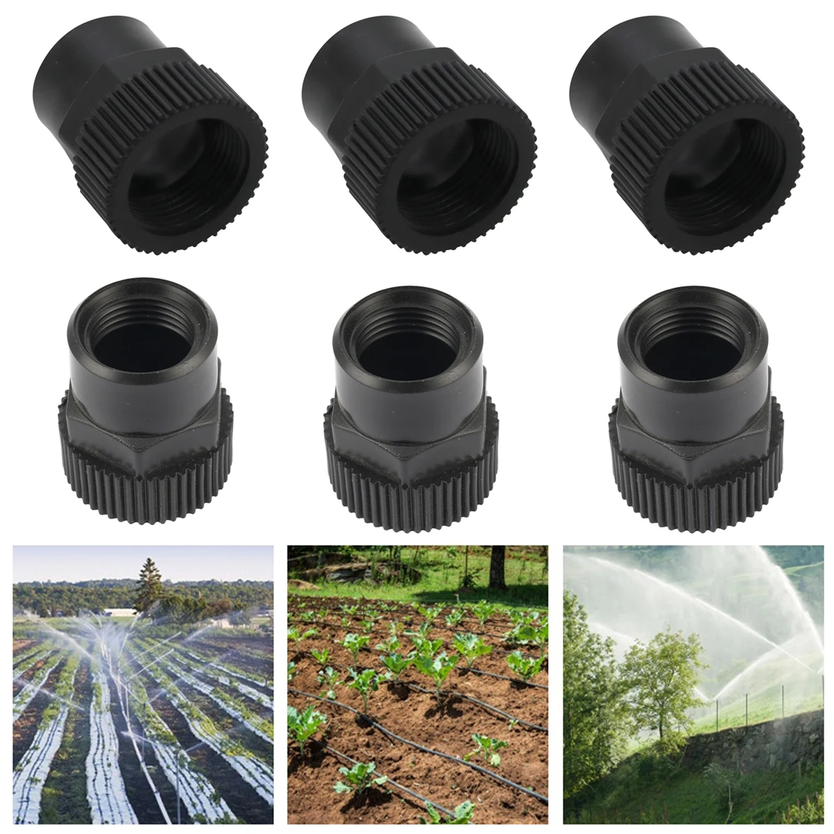 

1/2" to 3/4" Female Thread Reducing Connectors EU Standard Plastic Straight Joints Garden Lawn Irrigation Pipe Joint 2/10/20Pcs