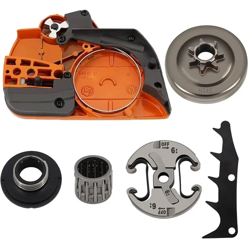 

【HAPPYH】Chainsaw Brake Clutch Cover Assembly, Clutch Cover& 325"- 7T Clutch Drum Sprocket Rim Needle Bearing Kit 544097902