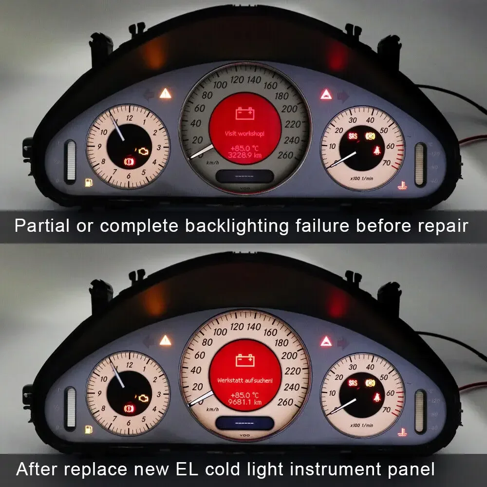Gauge Face with EL Cold Light Panel for Mercedes AMG W211 W209 C219 V8 KOMPRESSOR Instrument Cluster Faceplate White