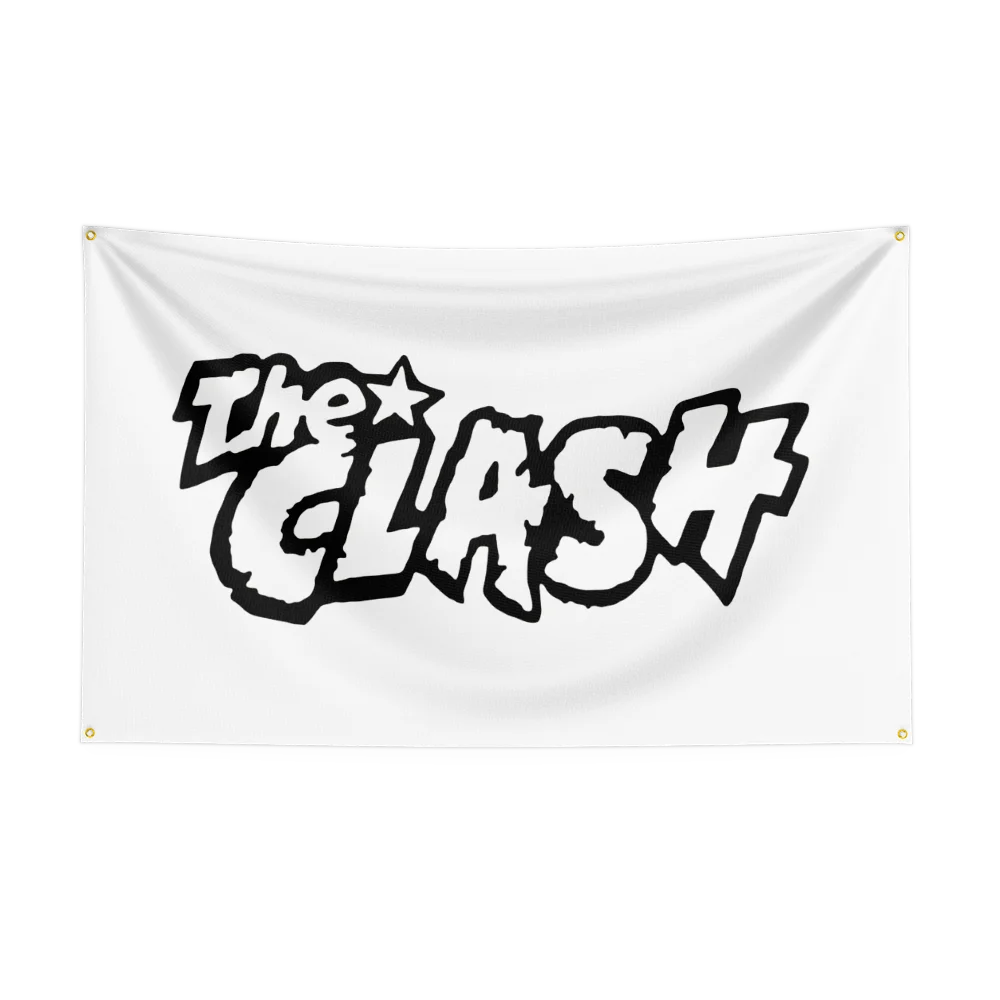 3x5 قدم T-The-C-ClashS الفرقة العلم البوليستر الطباعة الرقمية راية للمرآب جدار الفن خارج الباب الديكور مع الحلقات النحاسية