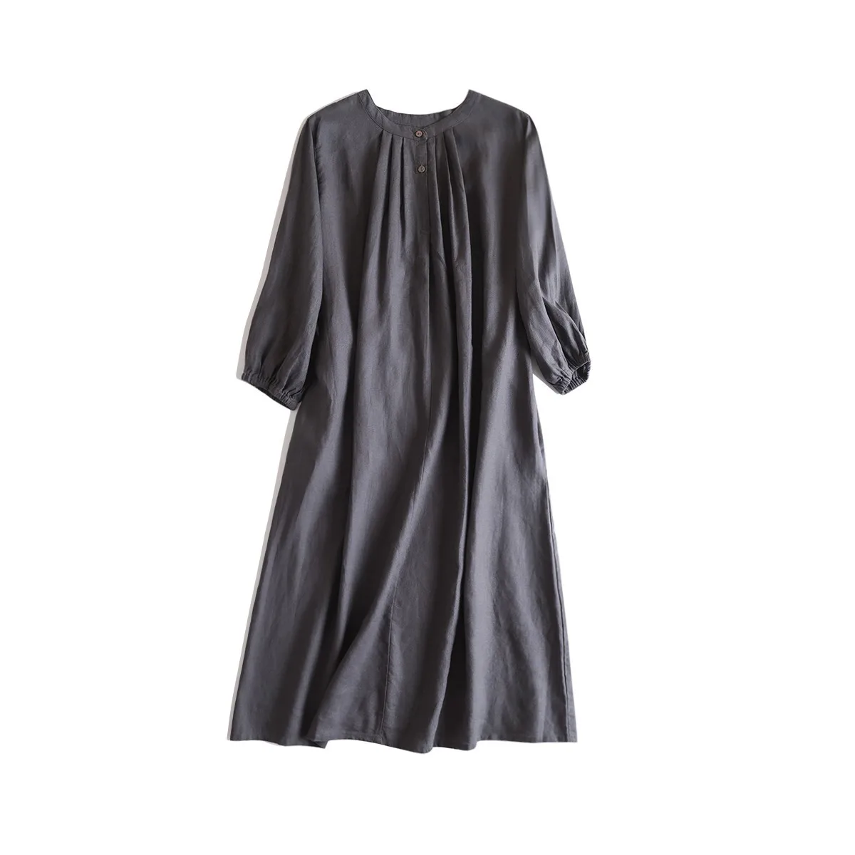 

Spring and summer women's casual solid color round neck loose fitting dress