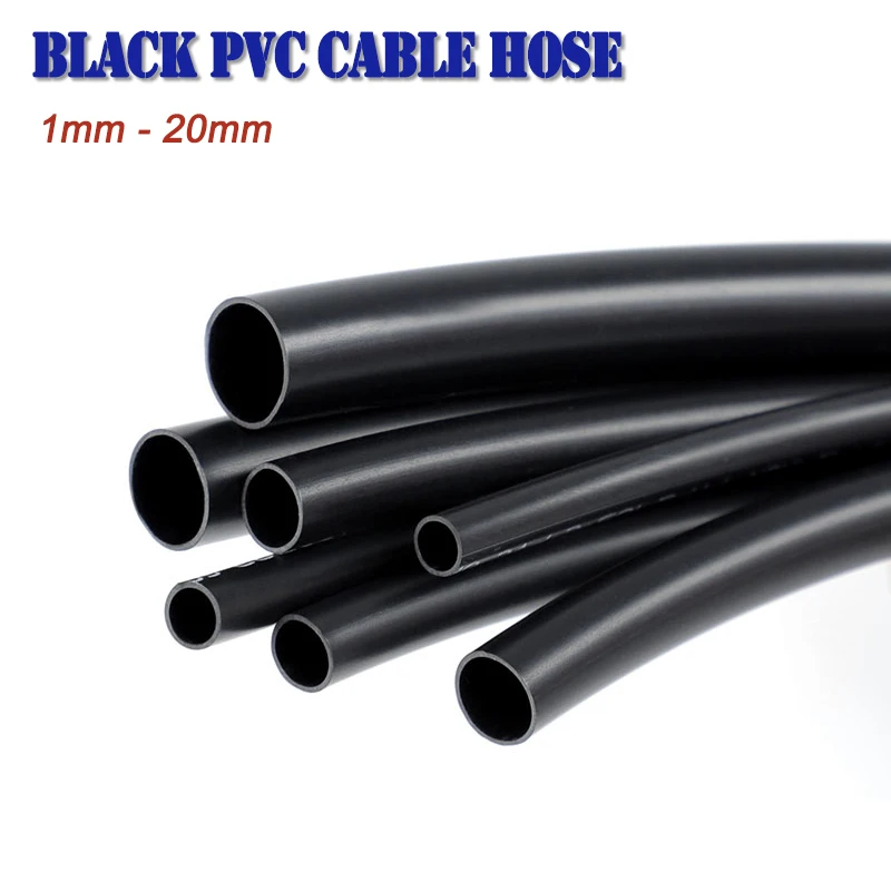 1-10m PVC Insulation Non-shrink Cable Sleeve ID 1mm- 20mm Black Temperature Resistant 105° Wire Harness Protection Soft Hose