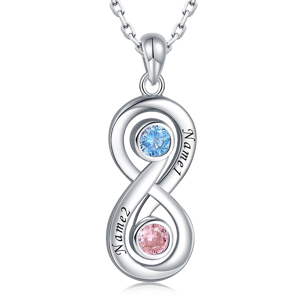 925 Sterling Silver Persoanlized Infinity Birthstone Name Pendant Necklaces Jewelry Promise Birthday Gifts For Wife Giirlfriends