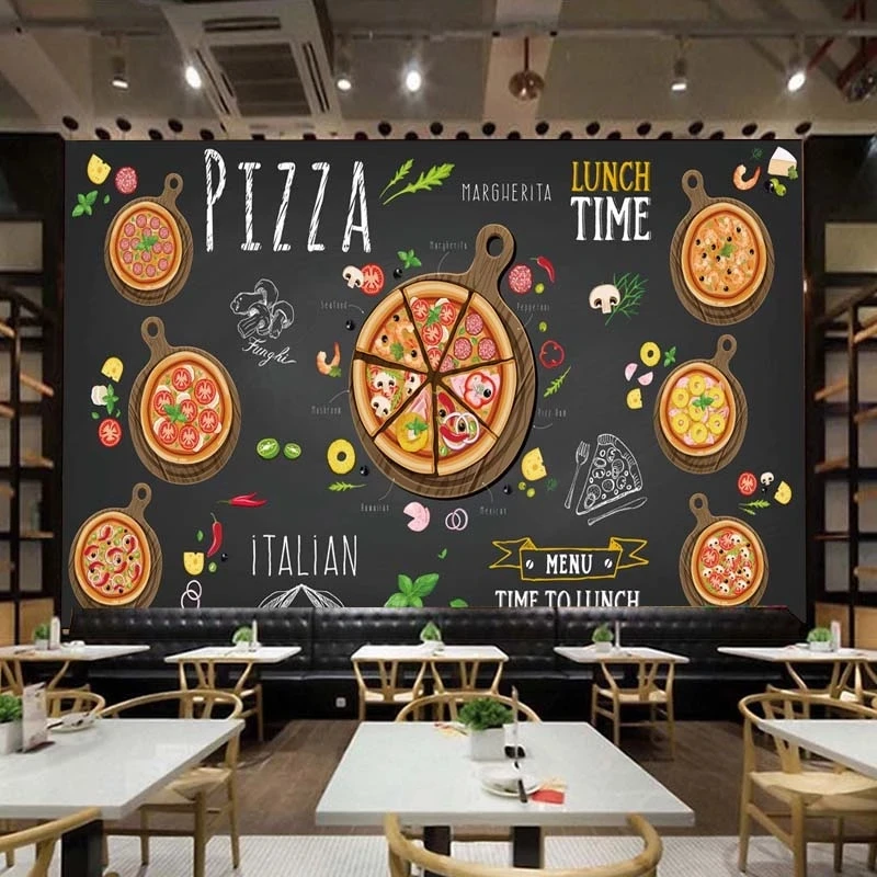 Custom Mural Pizza Shop Hand Painted Abstract 3D Photo Wallpaper Cafe Dessert Shop Restaurant Living room TV background bedroom