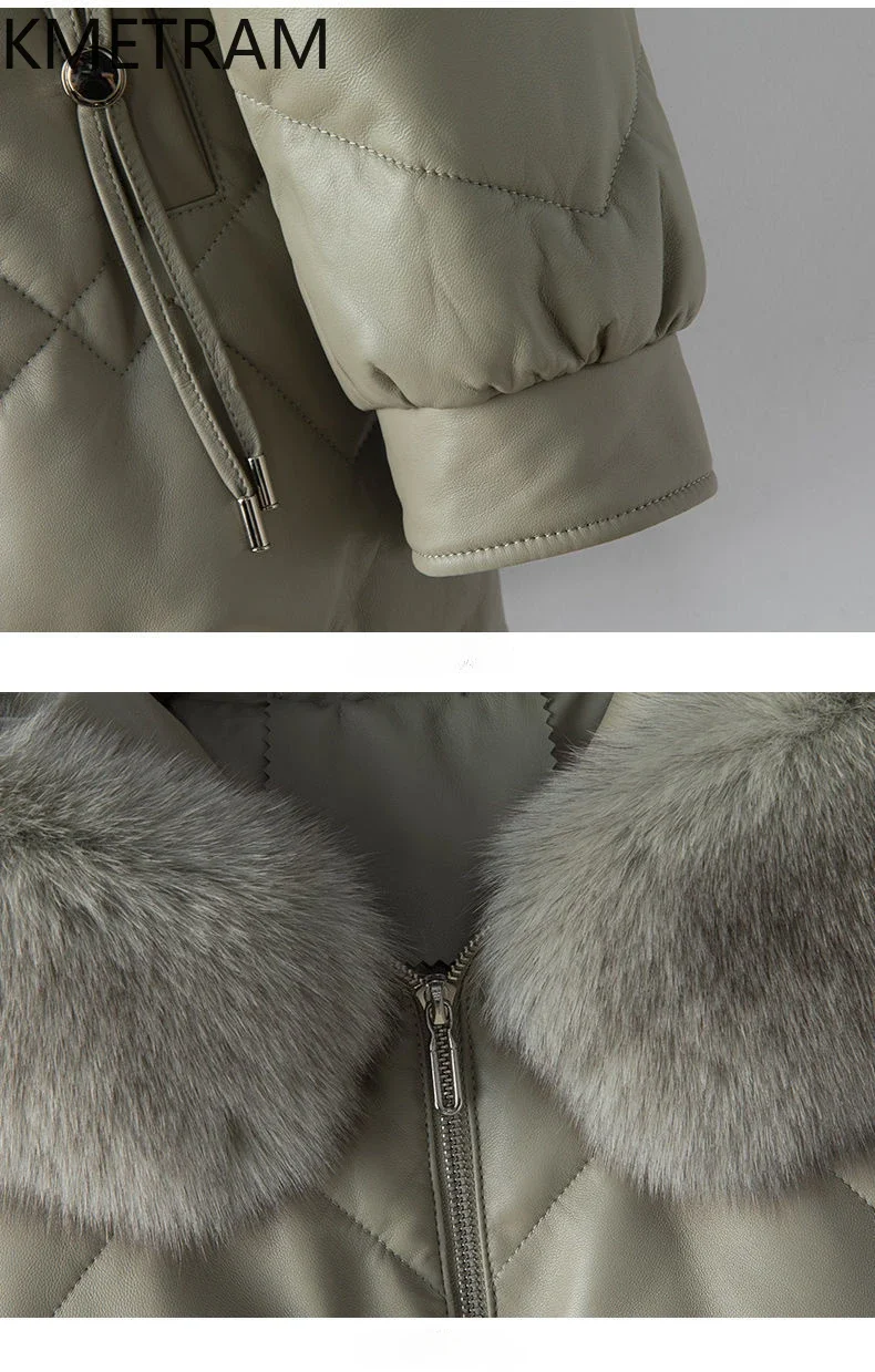 100% Płaszcze puchowe z owczej skóry Odzież damska Kołnierz z futra lisa Moda Kurtka puchowa 2024 Kurtki zimowe z kapturem Пуховик Женский