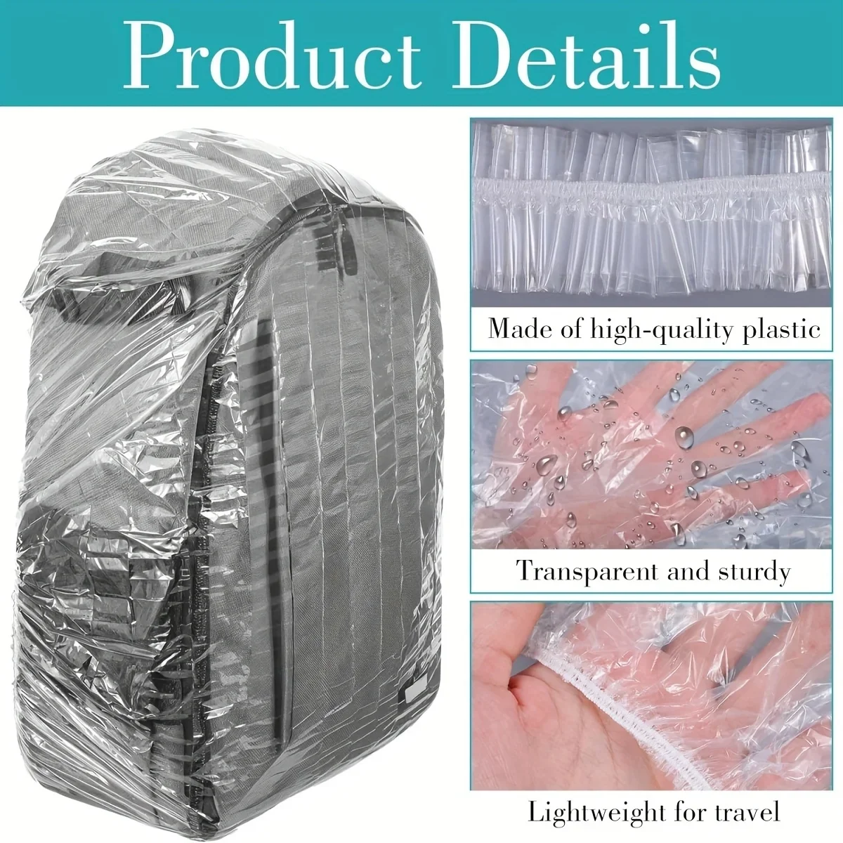 10Pcs Disposable Backpack Rain Covers, Lightweight Elastic Waterproof Protector for Hiking, Cycling, Camping & Travel