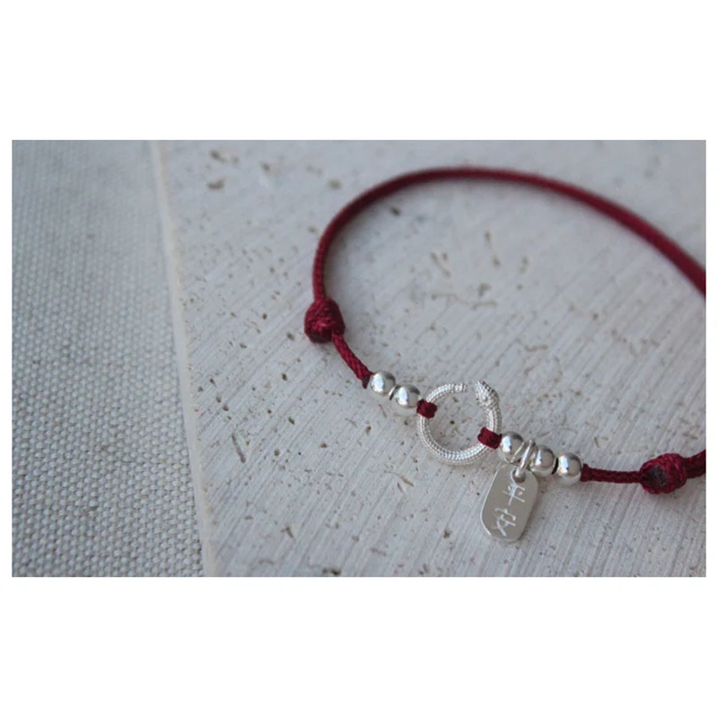 La Monada Handmade 925 Sterling Silver Rope Bracelets Bead Snake Circle Red Thread Line String Bracelets For Women Girls Luck