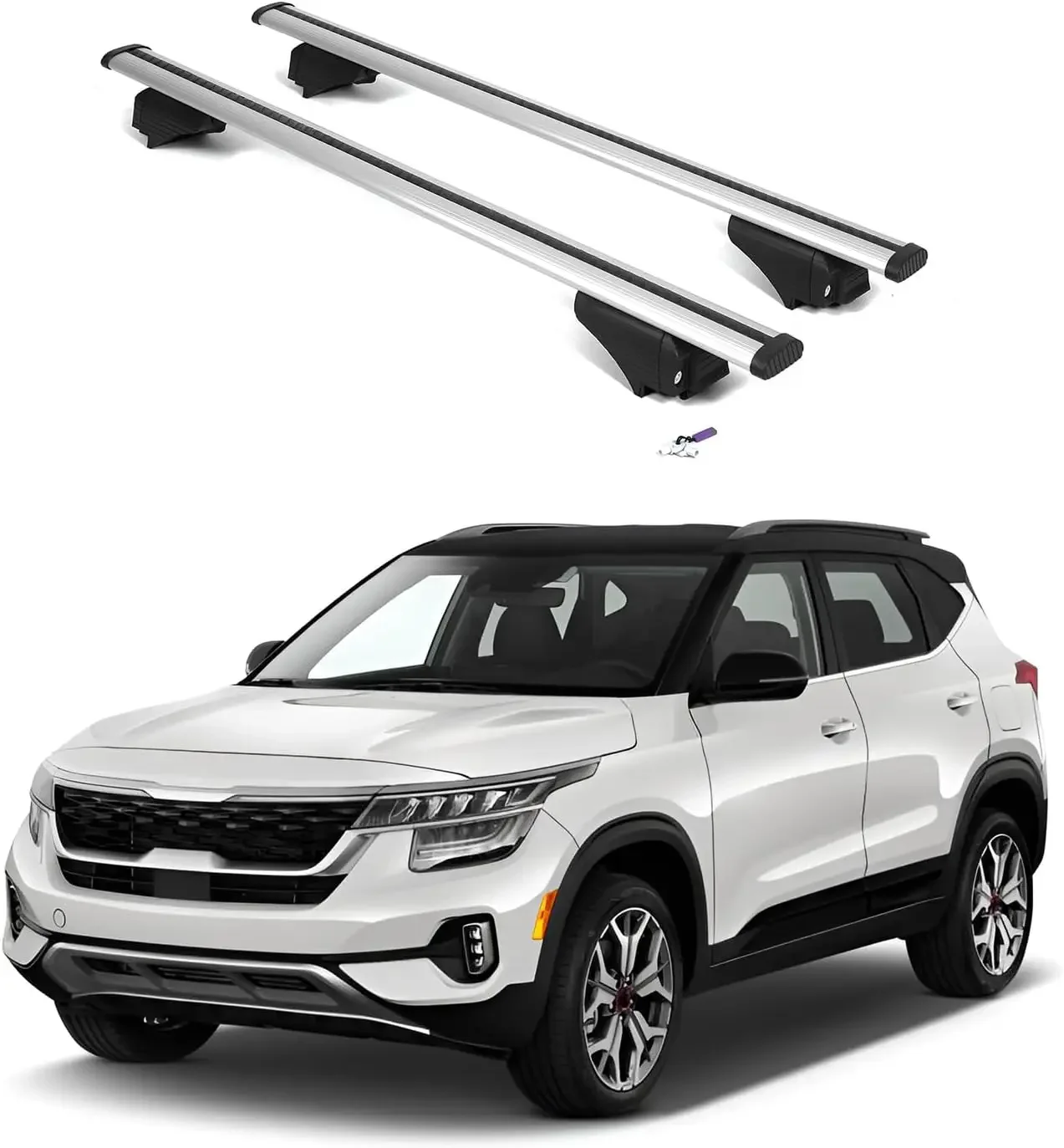 Roof Rack Cross Bars for Kia Seltos 2021-2026 | Aluminum Crossbars with Anti Theft Lock for Rooftop | Compatible with Flush Rail
