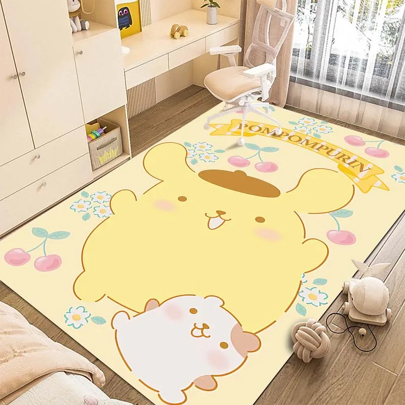 Sanrio Pom Pom Purin Printing Kawaii Dog Carpet for Living Room Bedroom Kid's Room Home Decor Pink Room Decor Area Rug Play Mat