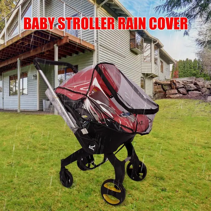 

Stroller Rain Cover Waterproof Rain Cover Transparent Wind Dust Shield With Zipper Foldable Pushchairs Raincoat Stroller