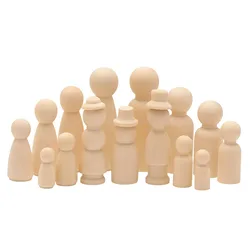 10 PCs Unfinished Wood DIY Graffiti Painting Peg Doll Bodies Natural Human Handmade Figures Arts Craft Materials Accessories