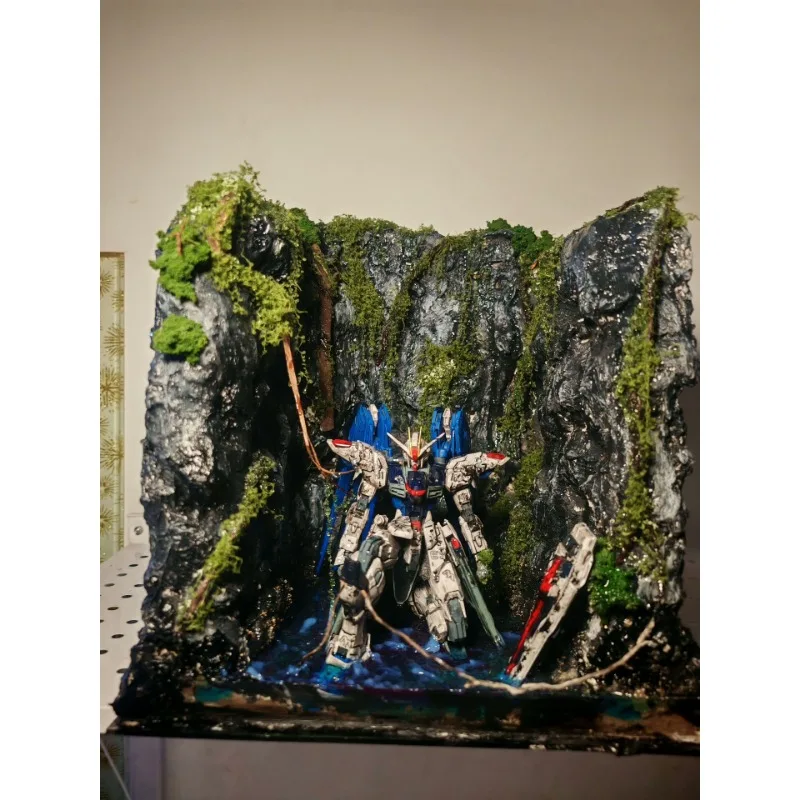 Gundam fish tank scene landscaping, battle damage freedom up to 2.0, with wings,