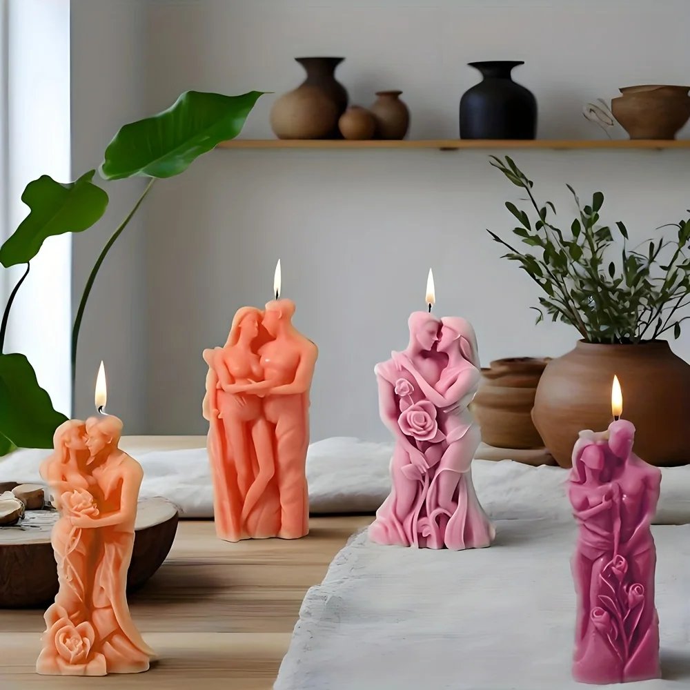 Liebevolles Porträt Silikon-Kerzenformen, beschwertete Paar-Porträtform für Kerzen, Basteln, Geschenk, Dekoration, Epoxidharz-Wachsform