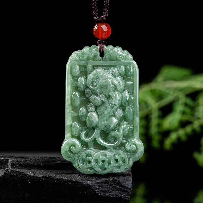 Hot Selling Natural Hand-carve Jade Lucky Ruyi Pixiu Necklace Pendant Fashion Jewelry Men Women Luck Gifts