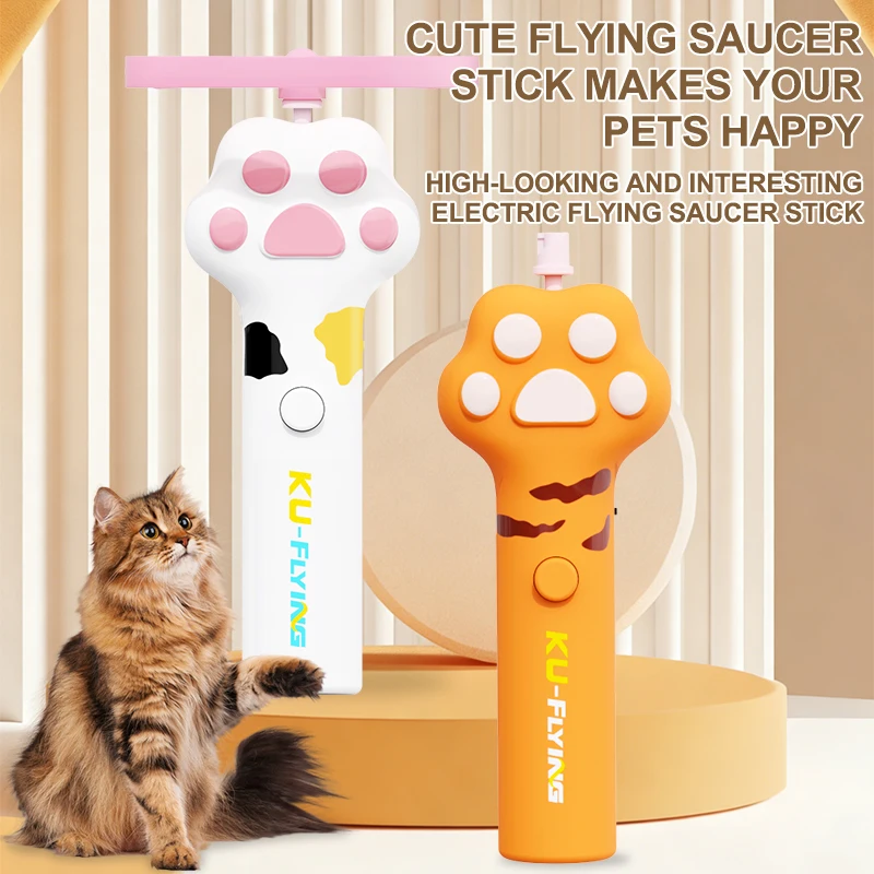 Cat Toy Flying Disc Rechargeable Interactive Kitten Flying Saucer Fetch Toy For Cats For Pet Christmas Halloween Birthday Party