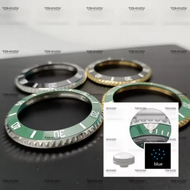Watch Accessories 38MM 40MM Blue Luminous Steel Bezel With Black Green Ceramic Insert Fit For RLX 40mm Case SUB 116610
