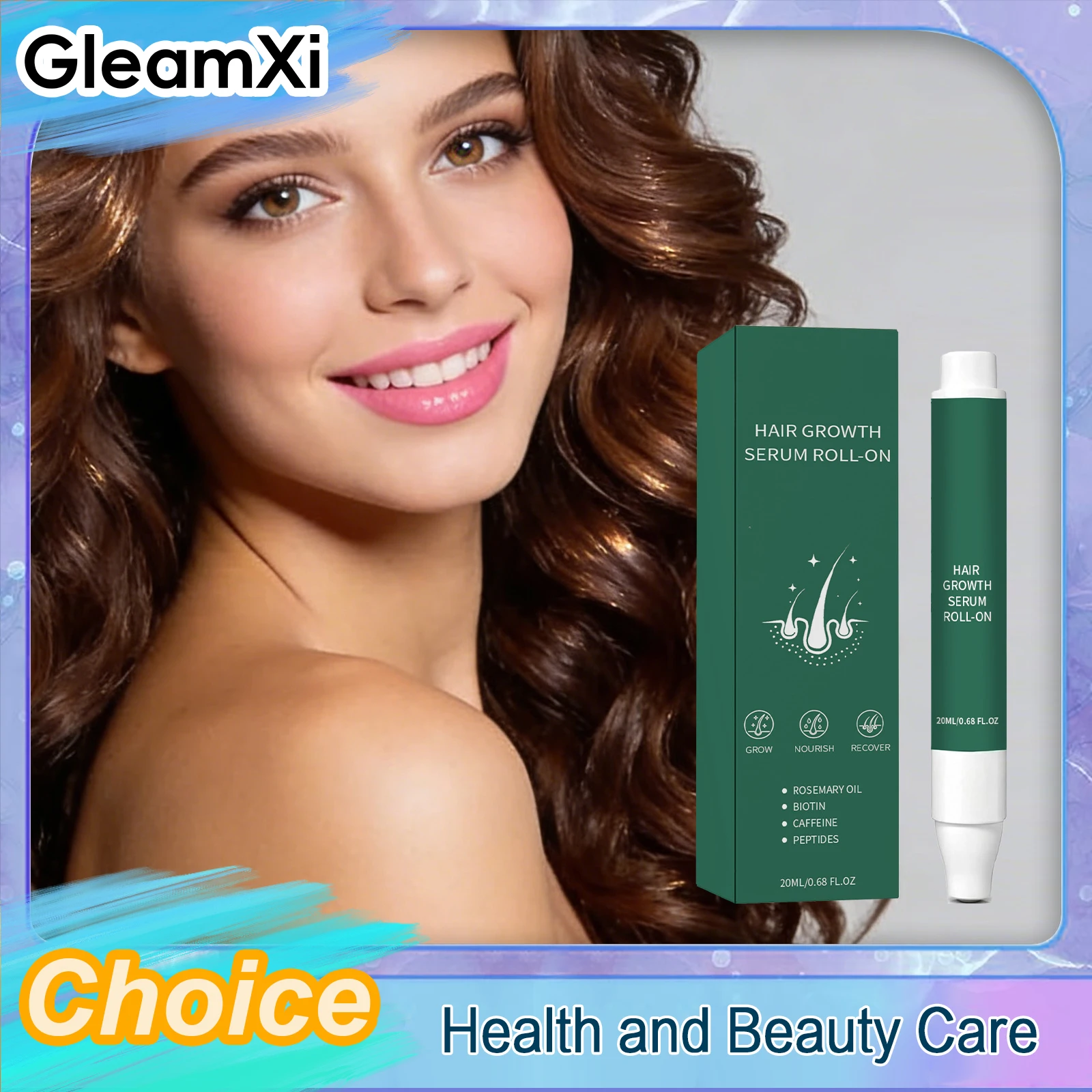 20ml Rosemary Oil Roll‑On Hair Growth Serum Easy To Absorb Non-Sticky Moisturizes Hair And Makes It Shiny Frizz Repair Serum New