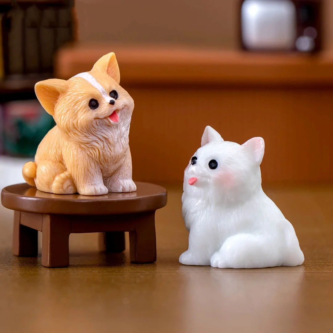 10pc Cute Puppy Small Dog Animal Decoration Resin Craft Miniature Figure Tiny for Bonsai Microlandscape Fairy Garden Decor