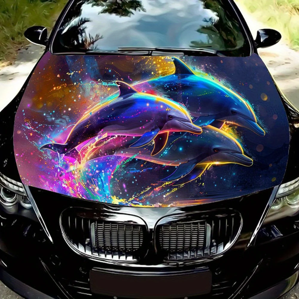 

Gorgeous Color Light Dolphin Shadow Car Hood Wrap Color Vinyl Sticker Truck Graphic Bonnet Auto Accessories Decor Decal Gift