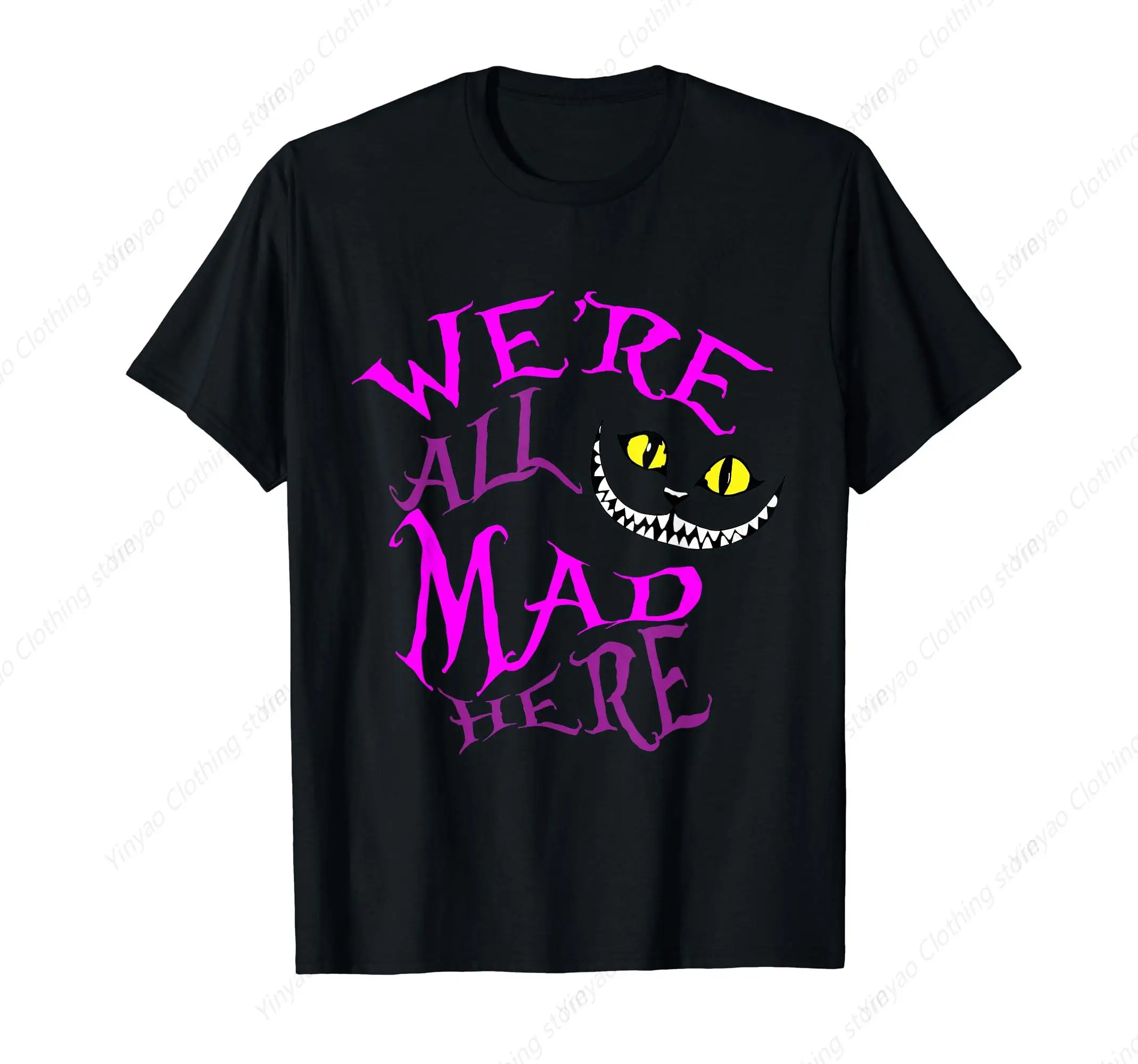 

Halloween Cool Personalized Fashion Dark Cat Men's and Women's T-shirts Street Rock Gothic Men's Shirts Cotton Men's Clothes