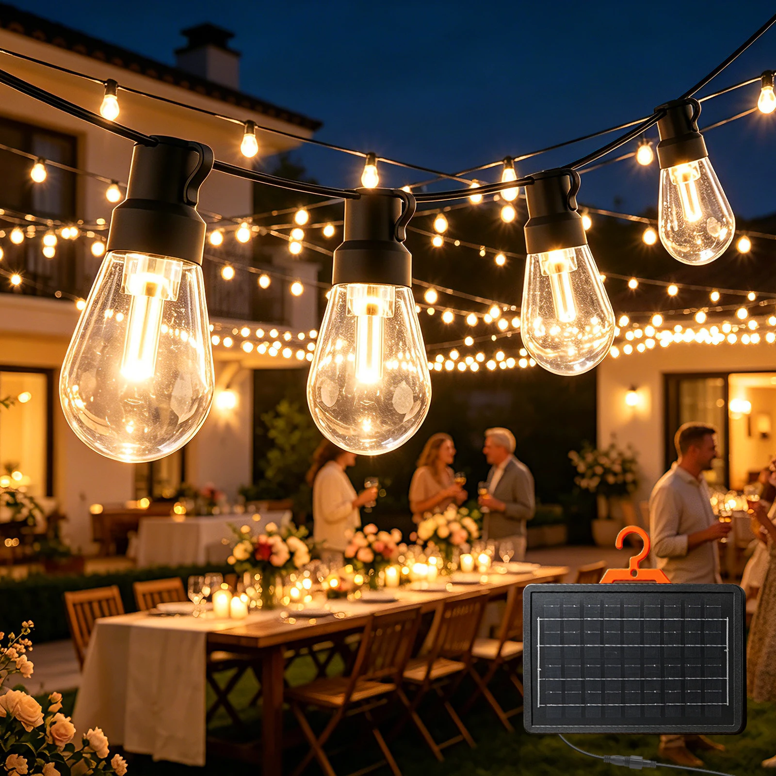 Outdoor Solar String Lights Waterproof Edison Bulb Christmas Garland,Garden,Terrace,Balcony,Camping,Party Retro Decor Fairy Lamp