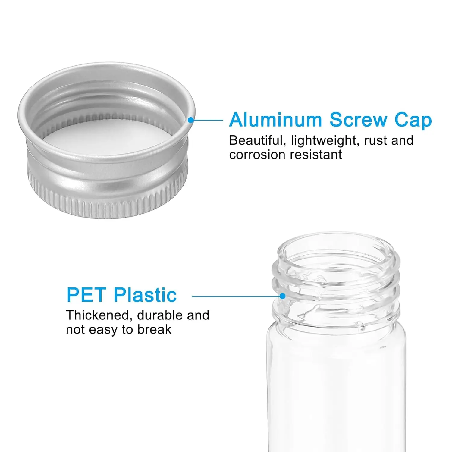 20Pcs 30ml Plastic Test Tubes with Screw Caps Transparent Candy Storage Cases Data Cable Storage Tube