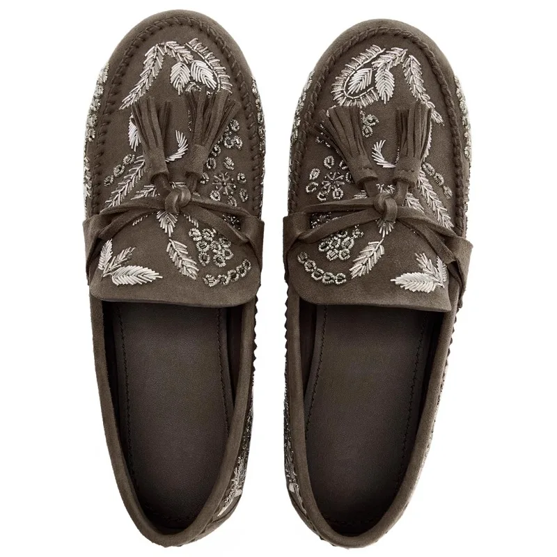 Designer Style Loafers 2026 Autumn Women Flat Shoes Leisure Comfortable Azy Flats Shoes Women\'s Embroidered Single Shoe
