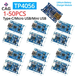 1-50PCS TP4056 18650 Lithium Battery Charger Module Type-C/Micro/Mini USB 5V 1A Charging Board With Protection Dual Functions 1A