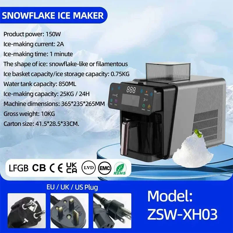 Snowflake Shaved Ice Machine, Compact Electric Shaved Ice Machine, for Summer Drinks and Desserts; Can Blend Milk