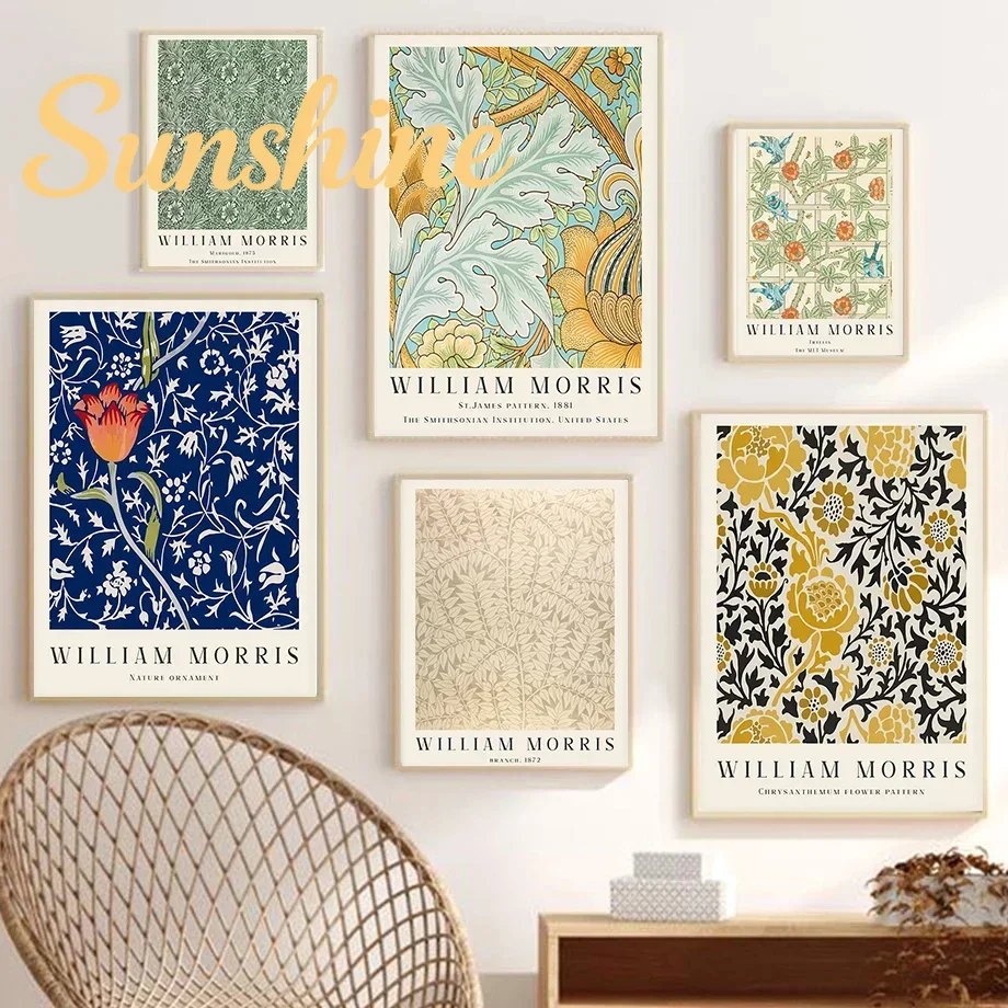 (No frame)William Morris Artwork Print Poster Tulip Flowers Plants Printable Art Nouveau Exhibition Floral Painting Kitchen a