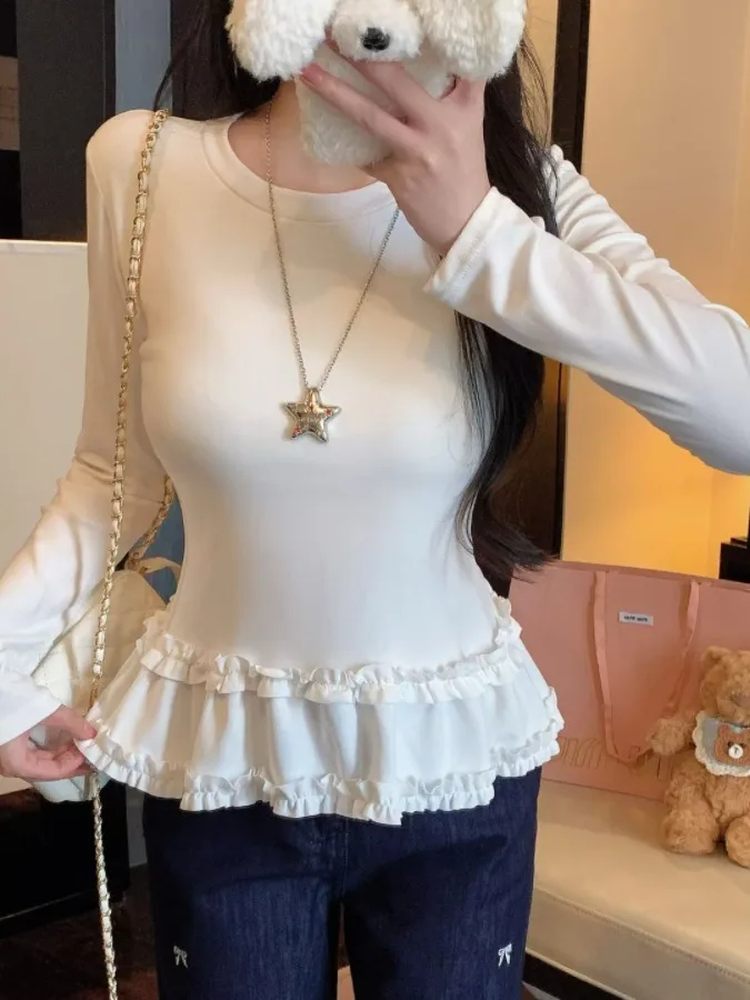 

Новая женская трикотажная облегающая футболка-база для осени и зимы, тонкая, для ношения под балетную форму или как топ