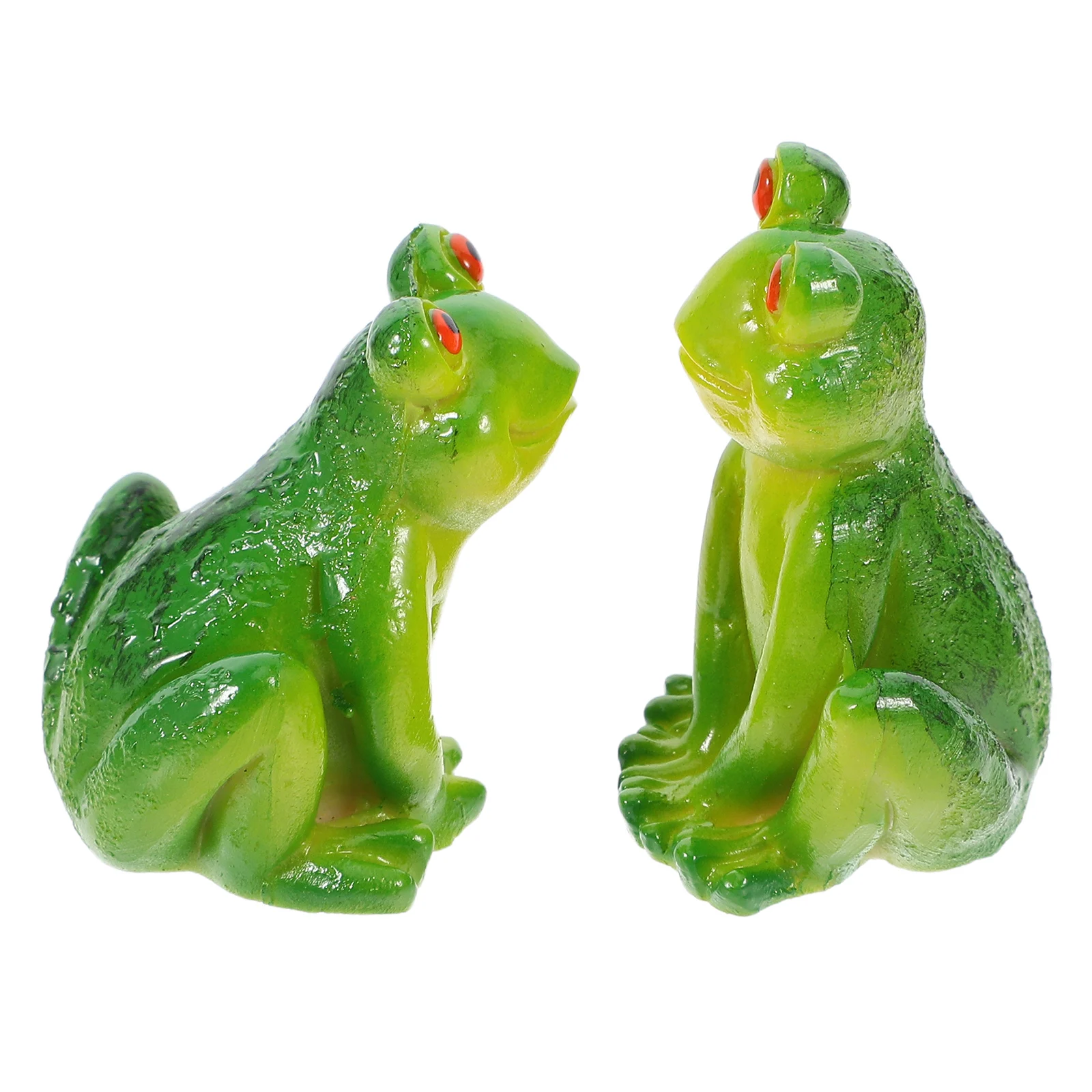 

2pcs Mini Frog Ornaments Resin Figurines Simulated Garden Animal Decor Statue Pool Outdoor Accessories Cartoon Desktop