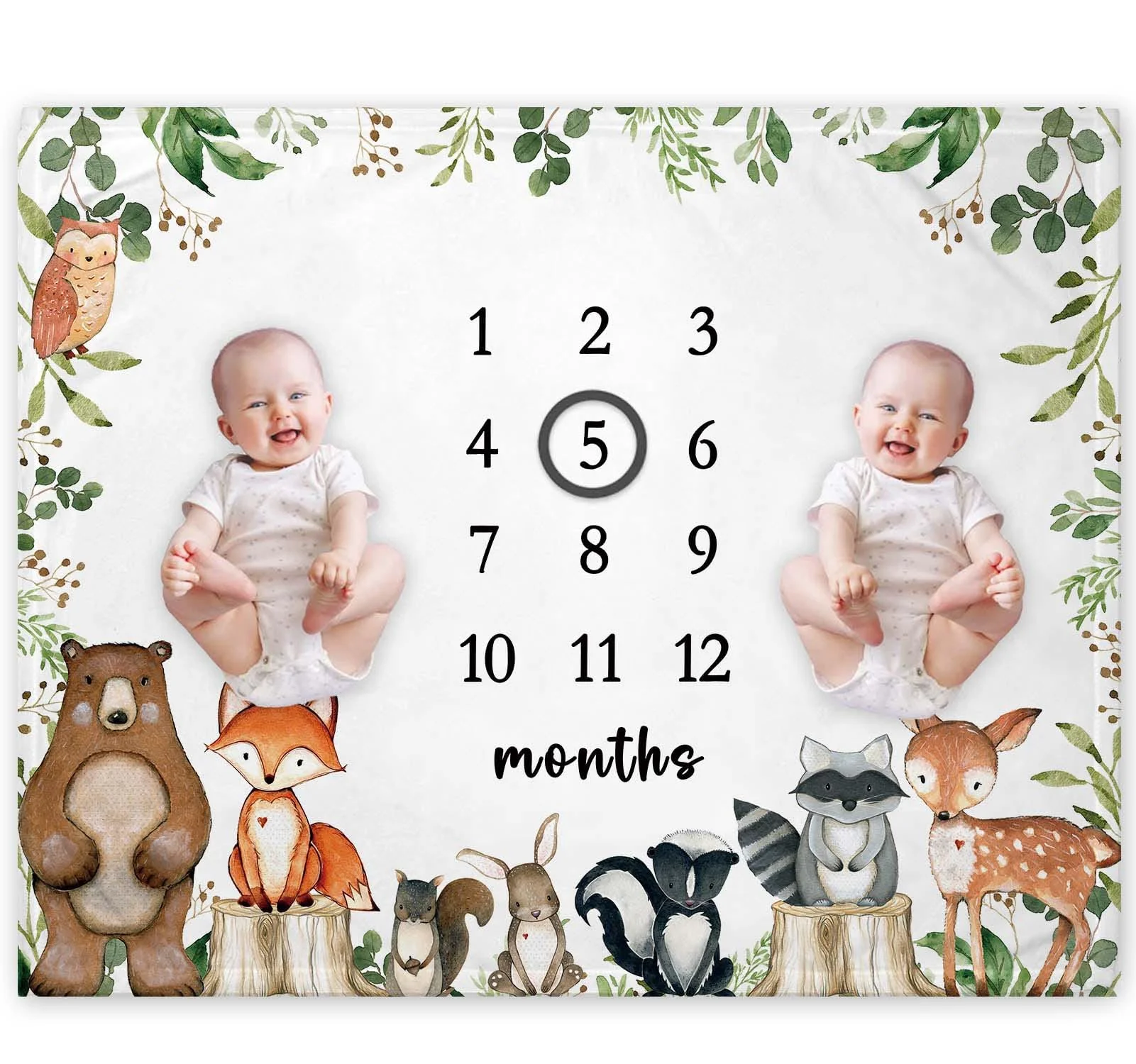 Couverture commémorative pour bébé VIKAMA Little Fresh Forest Animal, fond de photographie pour bébé, cadeau de naissance, souvenir