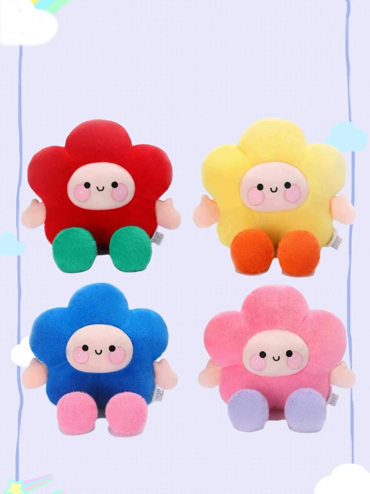 Cartoon Flower Plush Stuffed Toys Smiling Flower Pillow Sofa Seat Cushion Bay Window Decoration Birthday Gifts