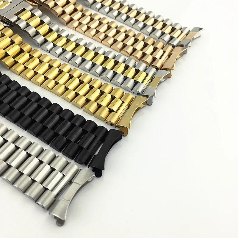 شعار مخصص ثلاثة حبة الفولاذ المقاوم للصدأ حزام ساعة اليد قوس مشبك الملحقات سوار الصلب مع مشبك فراشة والتبديل الأذن
