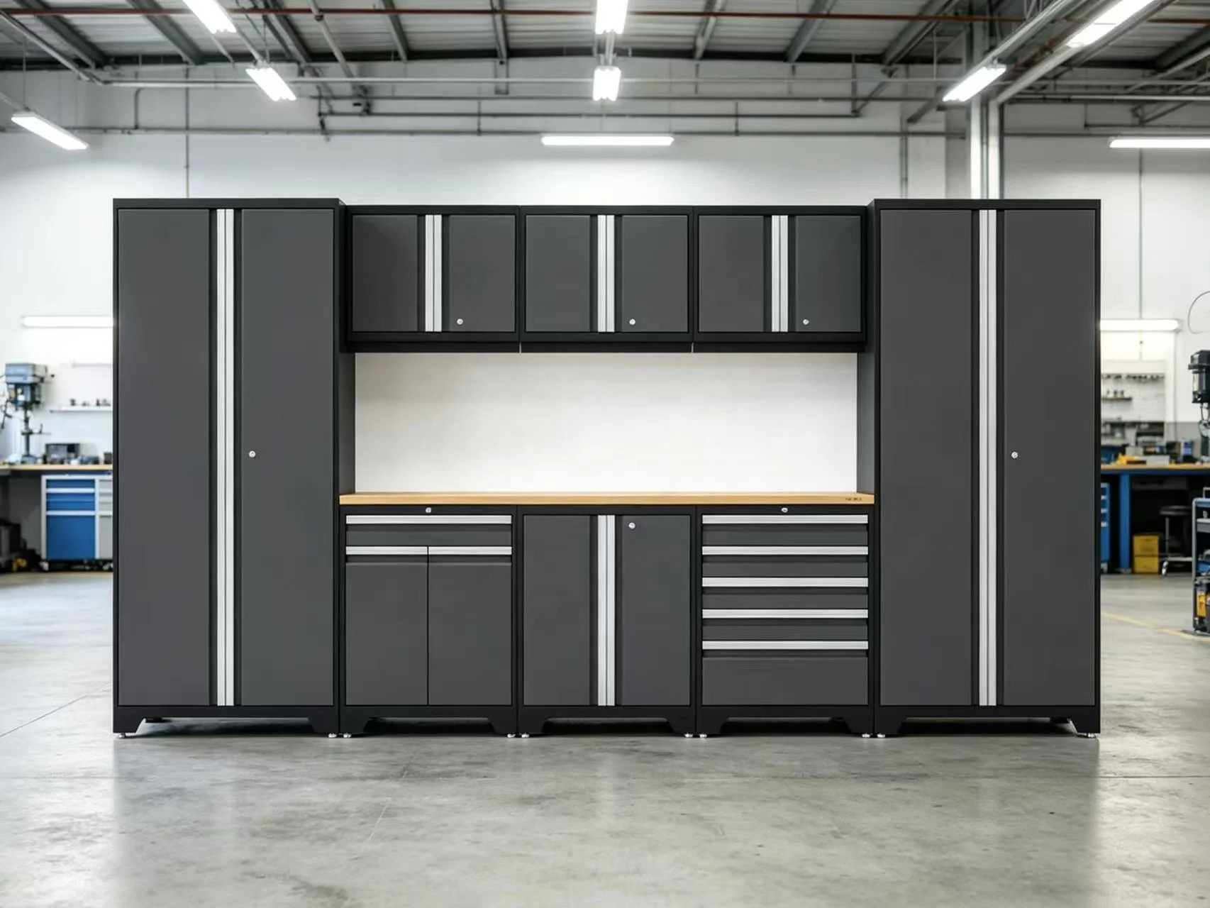 CYD Steel Garage Storage System Modular Tool Cabinet Heavy Duty Workshop Metal WorkBench Tool Bench Garage Workstation Cabinet