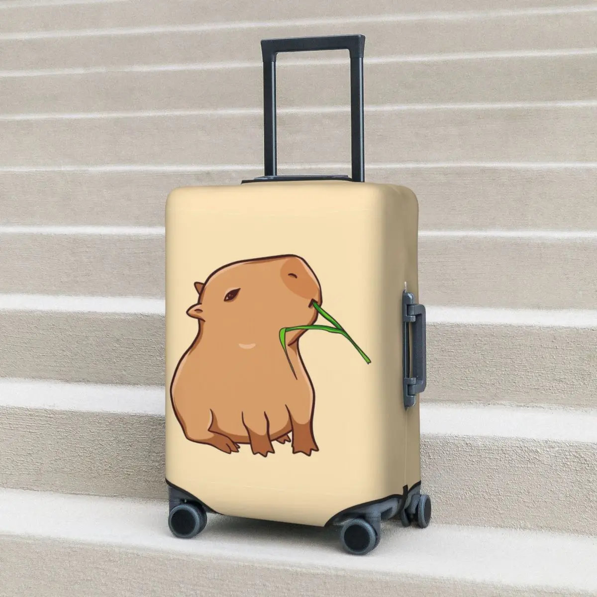 

Capybara With A Leaf, Eat Your Greens! Pillow Suitcase Cover Elastic Cruise Trip Protection Luggage Accesories Vacation