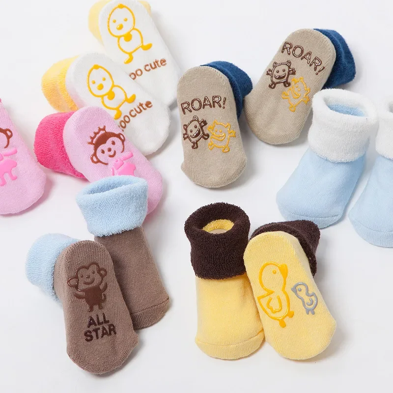 Newborn Baby Socks Cartoon Animal Baby Thick Socks infant Non-slip Baby Girls Boys Floor Sock For Toddler Kids Accessories