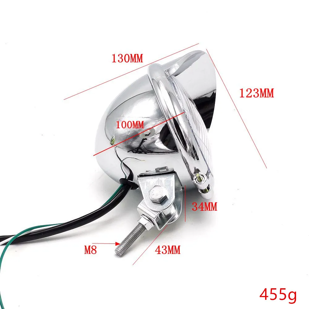 12v Motorcycle LED High Low Beam Driving Spot Light Fog Lamp Headlight Universal Angel Eye Headlamp Cafe Racer Old School