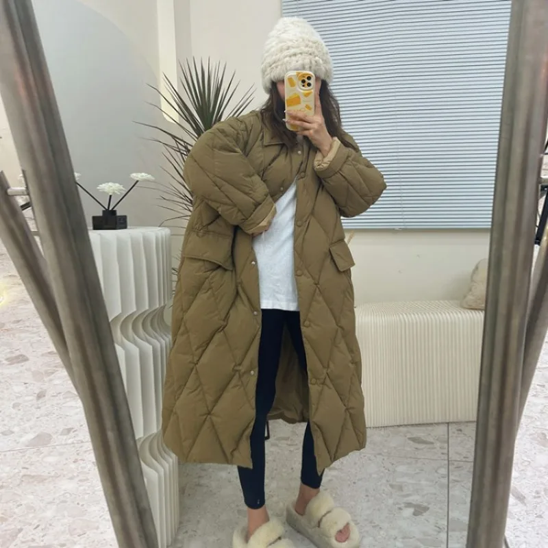 Parkas Coat New Women Down Jacket Winter Coat Female Mid Length Version Parkas Loose Thick Warm Outwear Knit Hooded Versatile