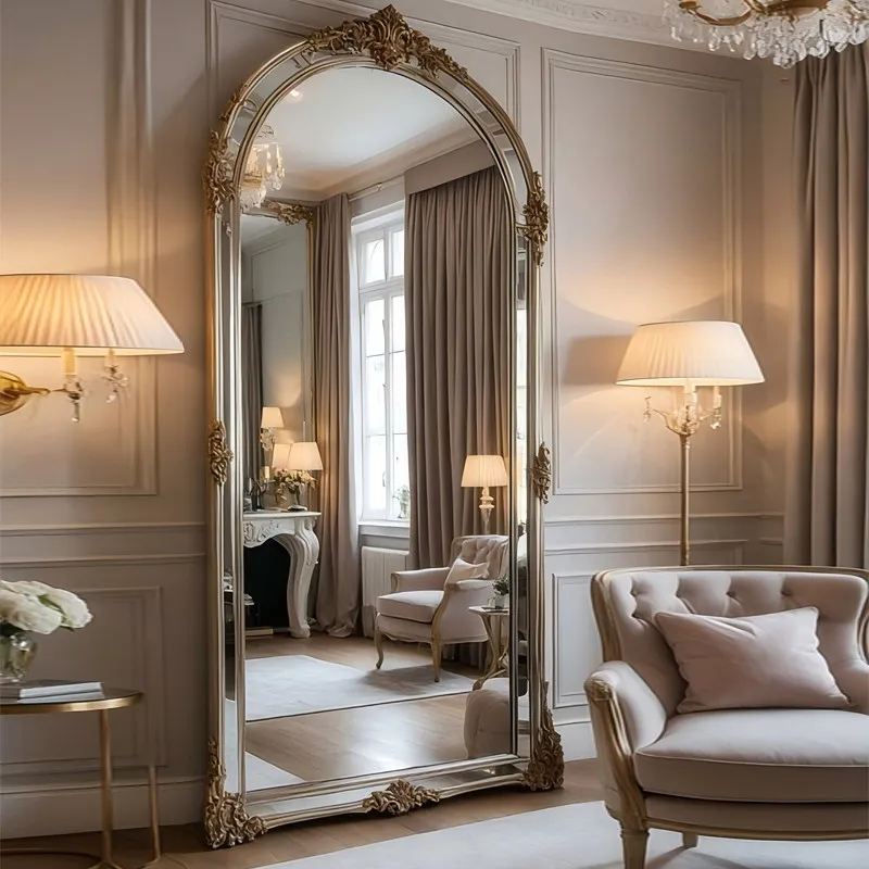 

Nordic high-end mirrors full body elegant luxury Room decoration wall art Light makeup mirror espejo maquillaje luz furniture