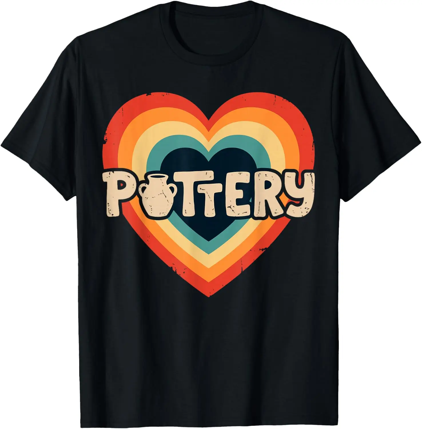 Pottery Heart Retro Potter Ceramics Clay Artist Sculptor Tee T-Shirt Cute Halloween Pumpkin Short-Sleeve Tee: Fun, Breathable, Pure Cotton, Stylish—Perfect for Sports, Lounging, or Casual Wear.