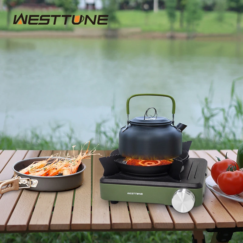 Estufa de Camping WESTTUNE con quemador infrarrojo, estufa portátil de Gas butano y propano dividida, cocina de Picnic para senderismo al aire libre a prueba de viento