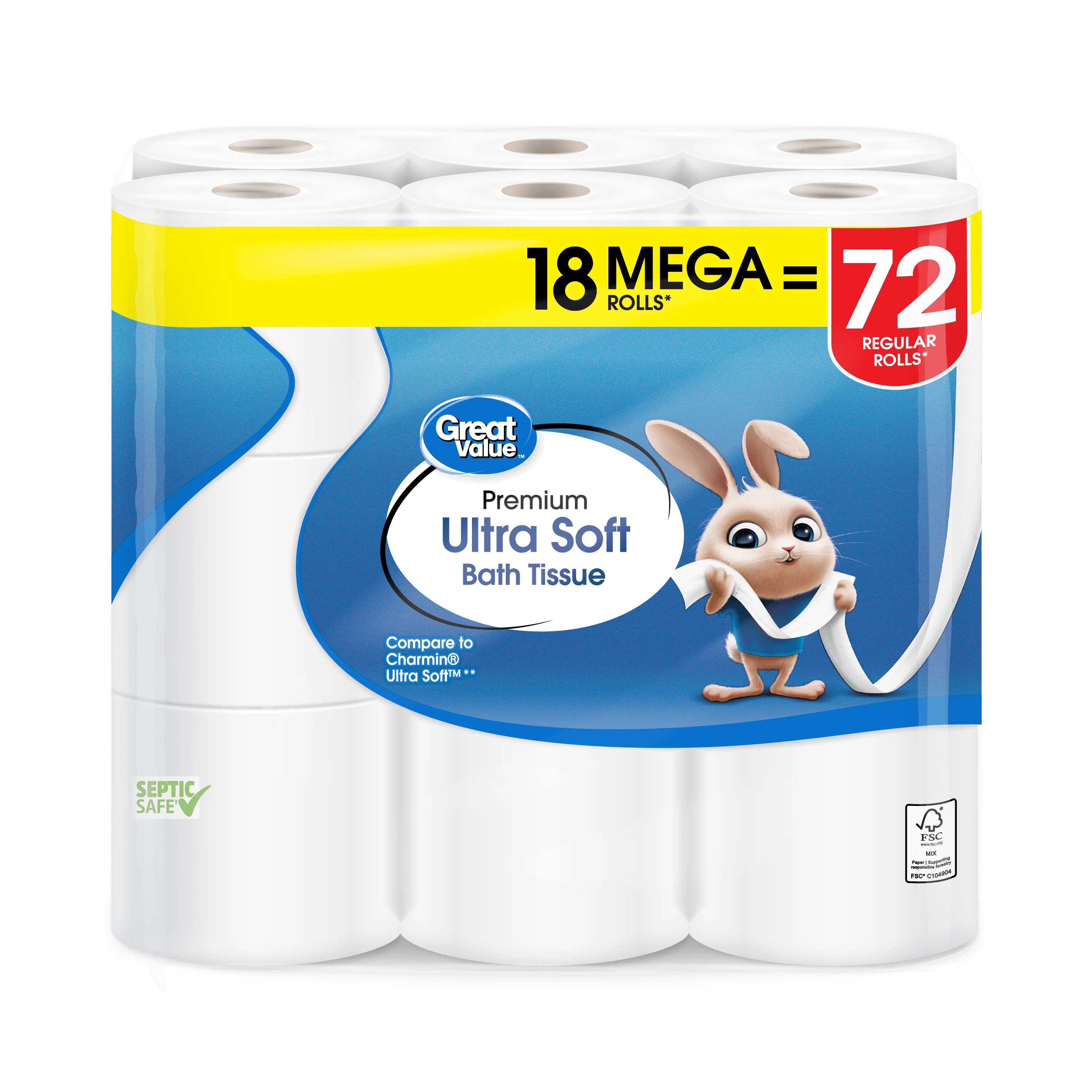 Ultra Soft Toilet Paper, 18 Mega Rolls Super soft and absorbent 2-layer bathroom wipes Perfect Design Tissue