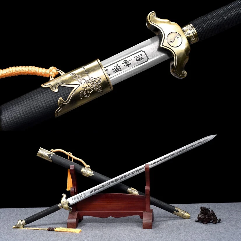 

106cm Six Veins Divine Sword Medieval katana Battle Preparation full tang Spring Steel Edge Cutting Martial Arts Knight Ninja Ku