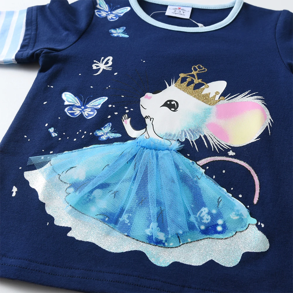 DXTON wiosna jesień z długim rękawem zestawy ubrań dla dzieci pulowerowe topy + spodnie 2 szt. Garnitury motyl królik kreskówka zestaw piżam dla dzieci